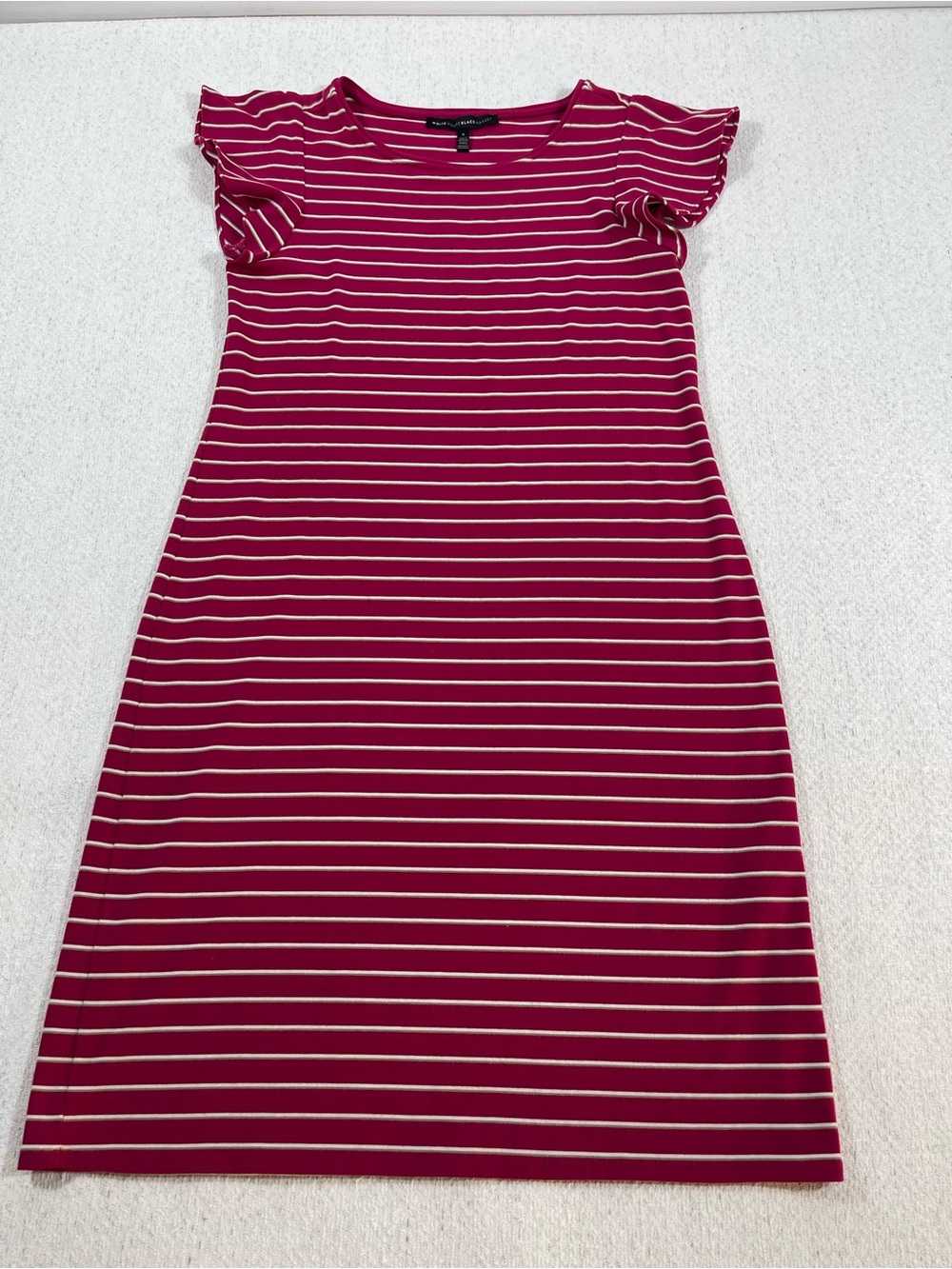 White House Black Market, Magenta/White Horizontal Striped Dress Small.SKU#0645